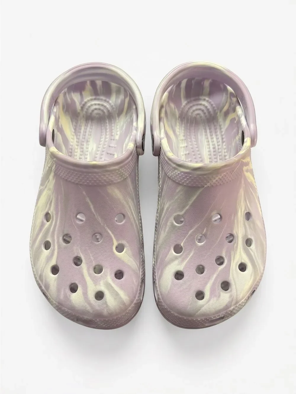 Crocs Marbled Tie Dye Swirl Slip On Lavender Clogs 11